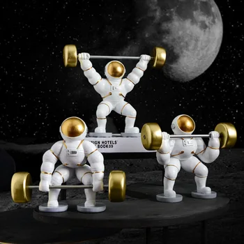 Статуята на Астронавти от смола, Вдигане на Тежести, Скулптура Астронавти, Украса, Дребни Статуя на Астронавти, Подарък за Мъже и Момчета